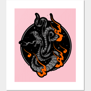 fire snake illustration Posters and Art